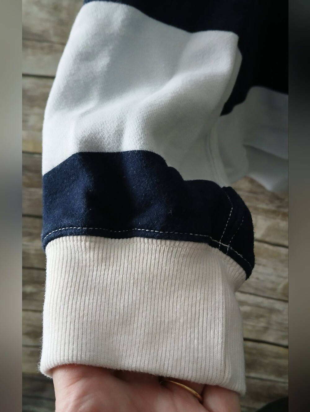 Abercrombie & Fitch Women's Navy and White Striped Rugby Sweater, Soft A&F, - Picture 3 of 14